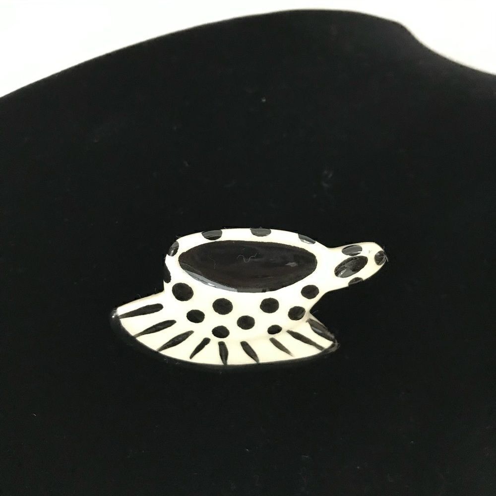 Vintage Ruby Z Handpainted Ceramic Teacup Pin